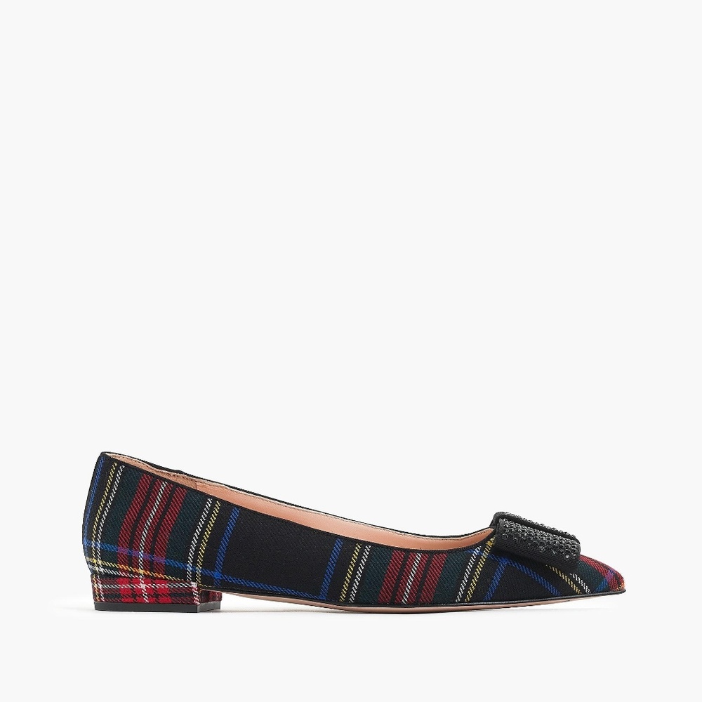 J.Crew Plaid Clothed Pointed Toe Flats Size 8 - Picture 2 of 8